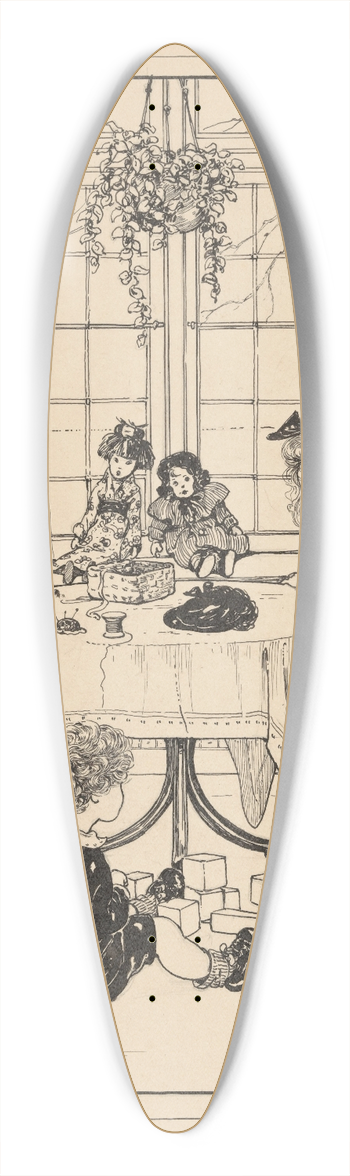 Nelly Spoor - Spelende kinderen in een interieur 39.3 inch art pintail longboard deck