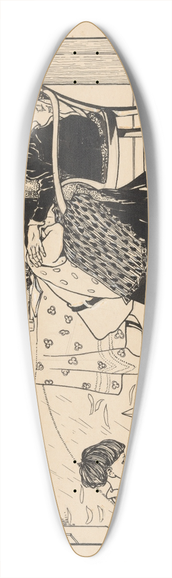 Nelly Spoor - Twee kinderen en een oude vrouw in een interieur 39.3 inch art pintail longboard deck