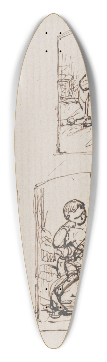 Nicaise De Keyser - Four Portraits of two Children 39.3 inch art pintail longboard deck