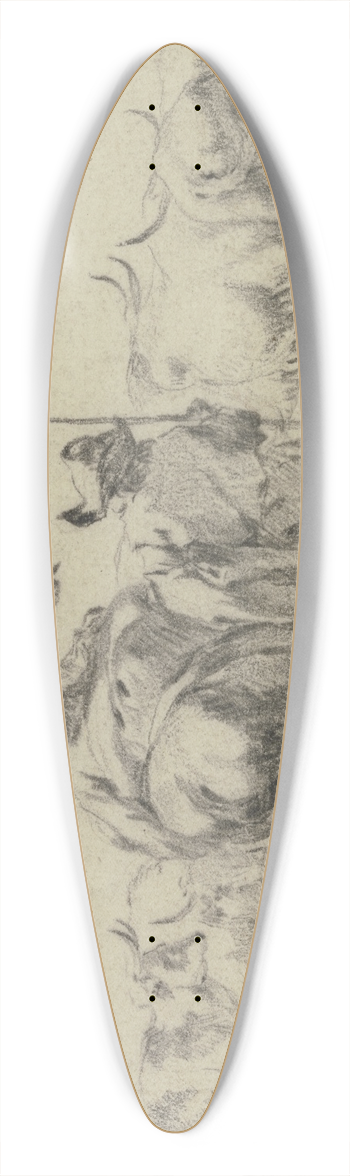 Nicolaes Pietersz. Berchem - Hirtin zu Pferde, zwei Hirten zu Fu, bei einer Kuhherde 39.3 inch art pintail longboard deck