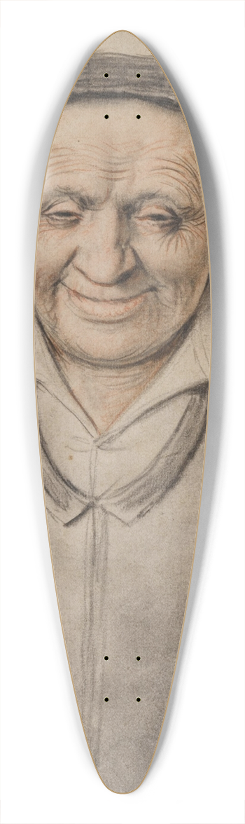 Nicolas Lagneau - Portrait of an old woman smiling 39.3 inch art pintail longboard deck