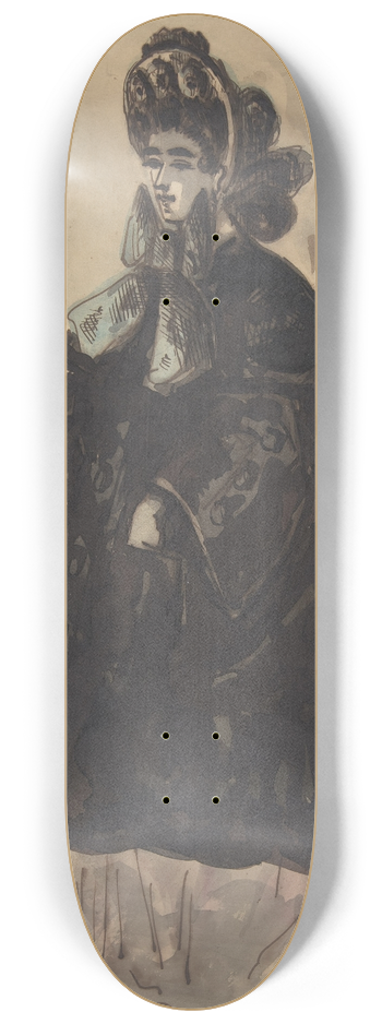 Constantin Guys - A Lady in a Bonnet and Coat 8.25 inch art skate deck