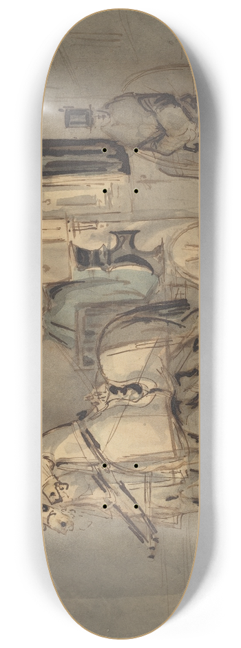 Constantin Guys - Carriage With Driver And Groom  Autumn 8.25 inch art skate deck
