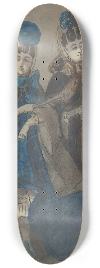 Constantin Guys - Two Women with Fans 8.25 inch art skate deck