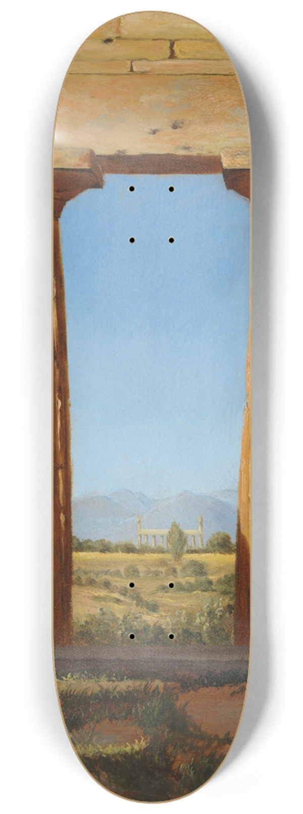 Constantin Hansen - Columns of the Temple of Neptune at Paestum 8.25 inch art skate deck