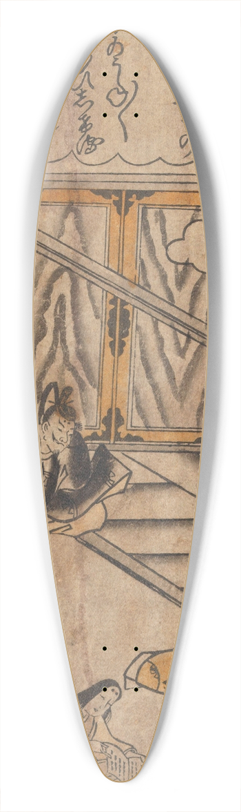 Nishimura Shigenaga - Komachi Washing the Poem-Papers 39.3 inch art pintail longboard deck