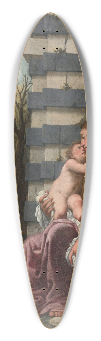 North Italian School - MADONNA AND CHILD WITH THE INFANT SAINT JOHN THE BAPTIST, AMONG ARCHITECTURAL RUINS, A LANDSCAPE BEYOND 39.3 inch art pintail longboard deck