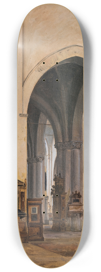 Constantin Hansen - The interior of S. Maria sopra Minerva in Rome 8.25 inch art skate deck