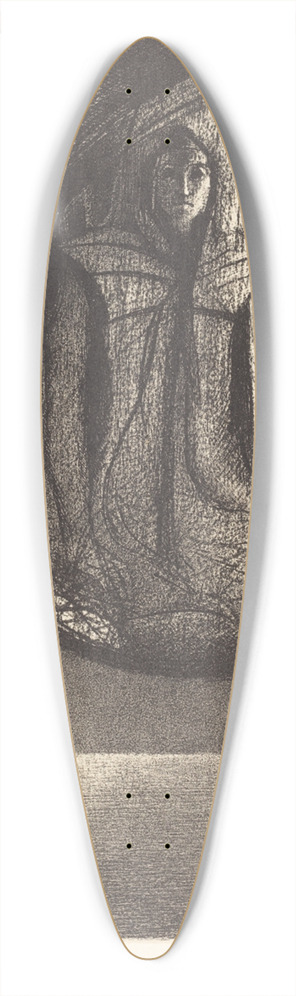 Odilon Redon - Et la-bas lidole astrale, lApotheose (And beyond, the star idol, the apotheosis) 39.3 inch art pintail longboard deck
