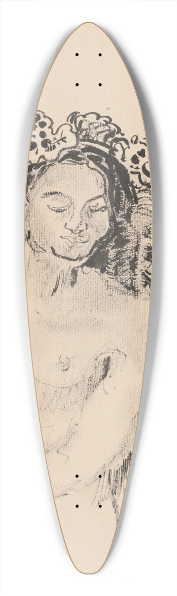 Odilon Redon - The Queen of Sheba (La Reine de Saba) 39.3 inch art pintail longboard deck