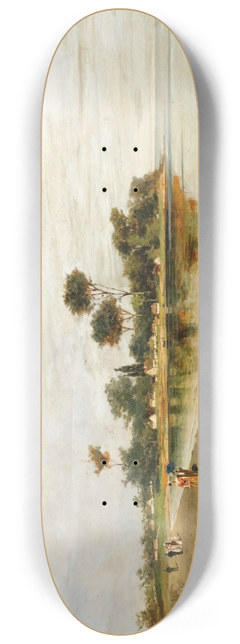 Constantinos Volanakis - Elegant Figures At The Shore 8.25 inch art skate deck