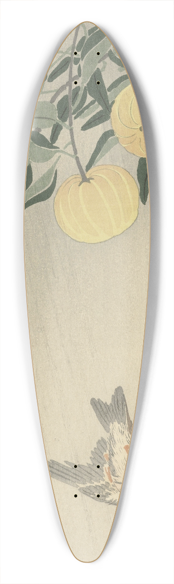 Ohara Koson - Cuckoo in the rain 39.3 inch art pintail longboard deck