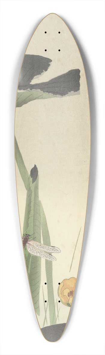 Ohara Koson - Dragonfly and lotus 39.3 inch art pintail longboard deck