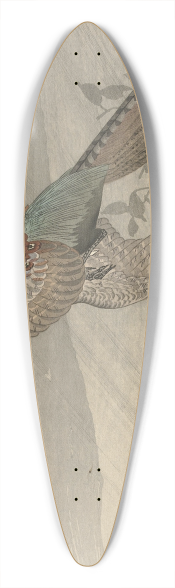 Ohara Koson - Flying pheasant 39.3 inch art pintail longboard deck