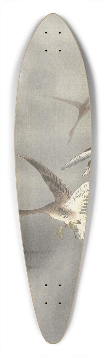 Ohara Koson - Geese in flight 39.3 inch art pintail longboard deck