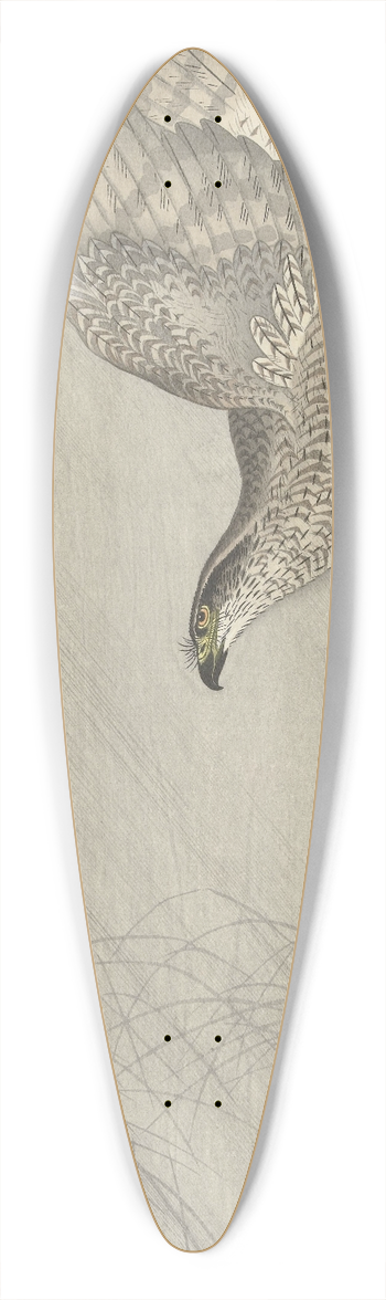 Ohara Koson - Hawk hunting for hare 39.3 inch art pintail longboard deck