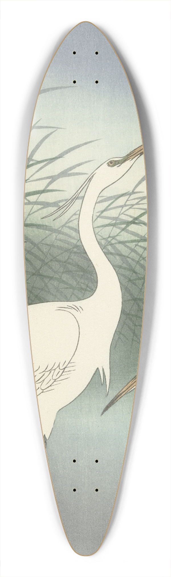 Ohara Koson - Herons in shallow water 39.3 inch art pintail longboard deck