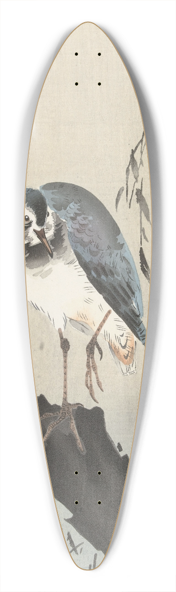 Ohara Koson - Lapwing on tree stump 39.3 inch art pintail longboard deck