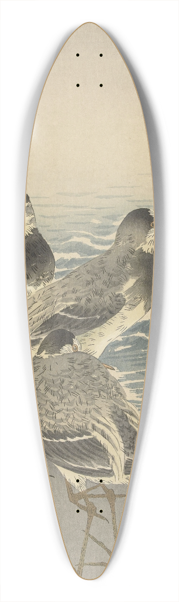 Ohara Koson - Sandpipers at sickle moon 39.3 inch art pintail longboard deck