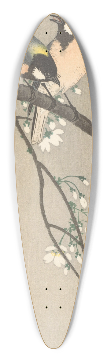 Ohara Koson - Tits on Cherry Branch 39.3 inch art pintail longboard deck