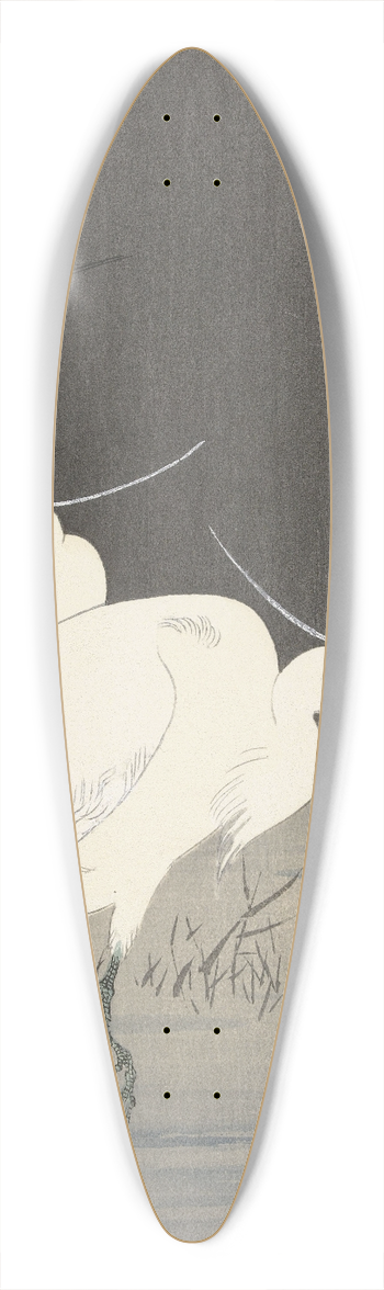 Ohara Koson - Two egrets in the reeds 39.3 inch art pintail longboard deck