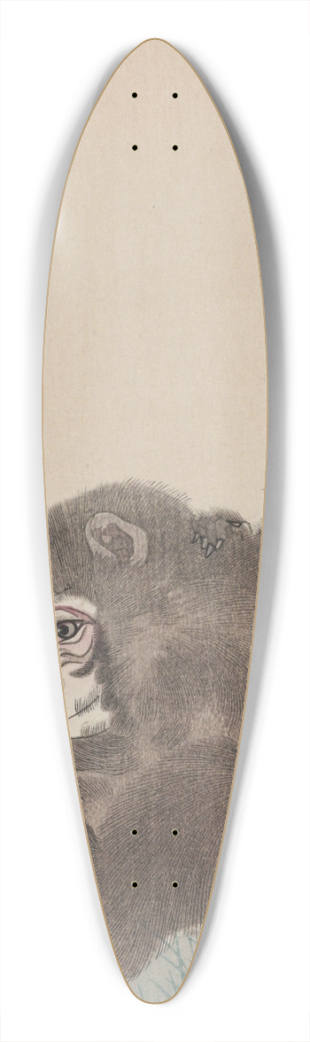 Ohara Koson - Two monkeys with butterfly 39.3 inch art pintail longboard deck