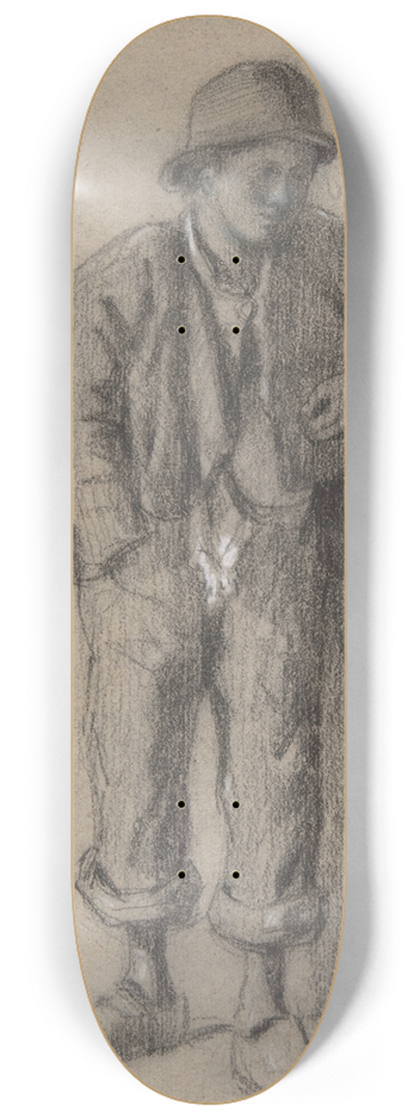 Constant Troyon - A Standing Peasant Boy in Hat and Wooden Shoes 8.25 inch art skate deck