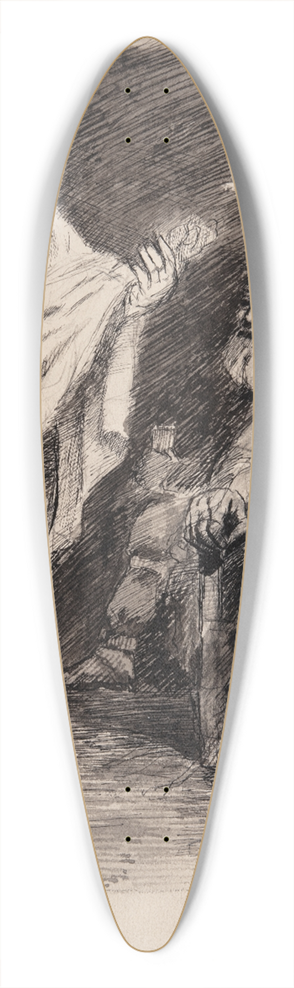 Oluf Hartmann - Kvinde foran to mnd- motiv fra nordisk oldtid 39.3 inch art pintail longboard deck