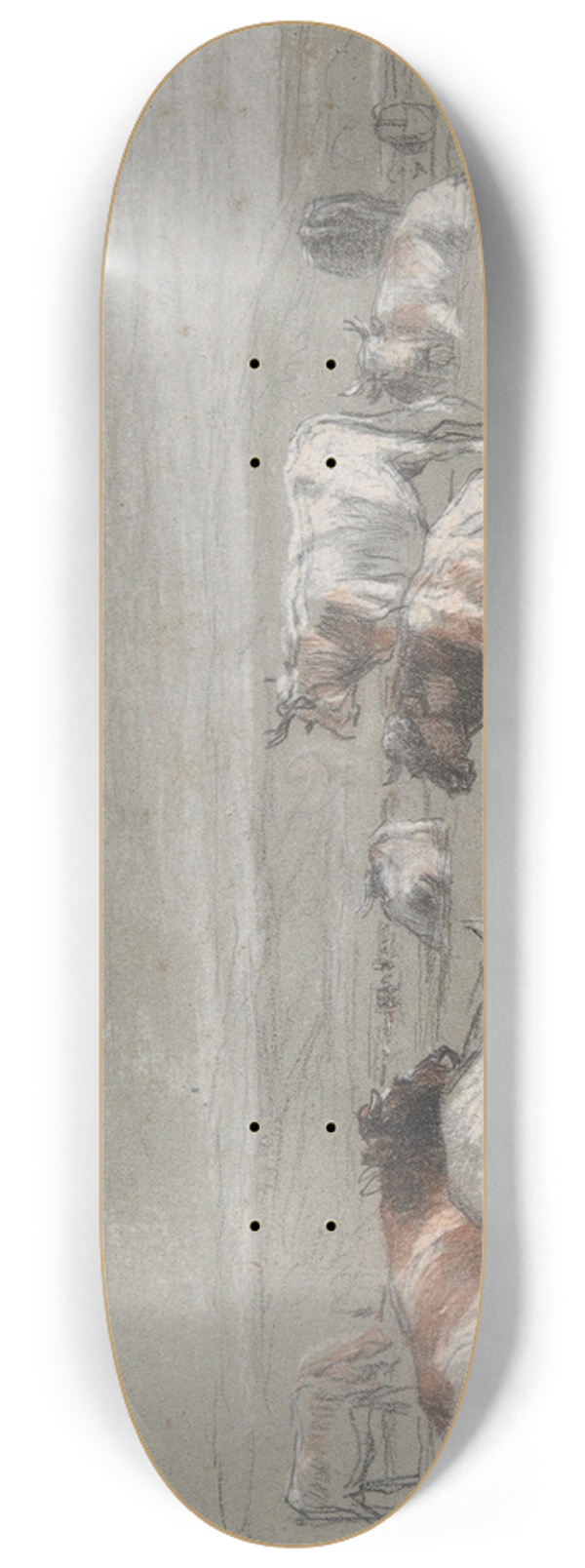 Constant Troyon - Cows in a Landscape 8.25 inch art skate deck