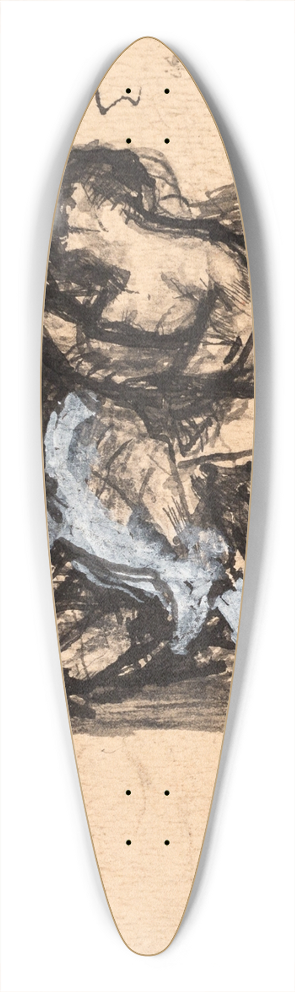Oluf Hartmann - Studie til To kvinder sls om en mand 39.3 inch art pintail longboard deck Oluf Hartmann - Studie til To kvinder sls om en mand 39.3 inch art pintail longboard deck
