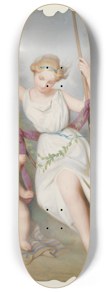 Continental School - Girl On A Swing With Two Children 8.25 inch art skate deck