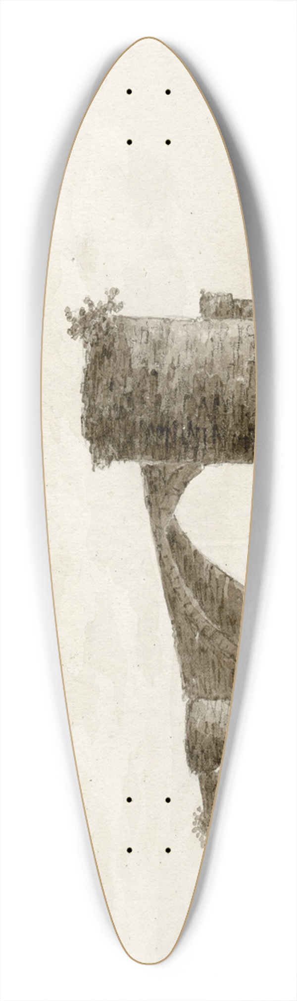 Otto Howen - Brug over de Galego bij Saragossa 39.3 inch art pintail longboard deck