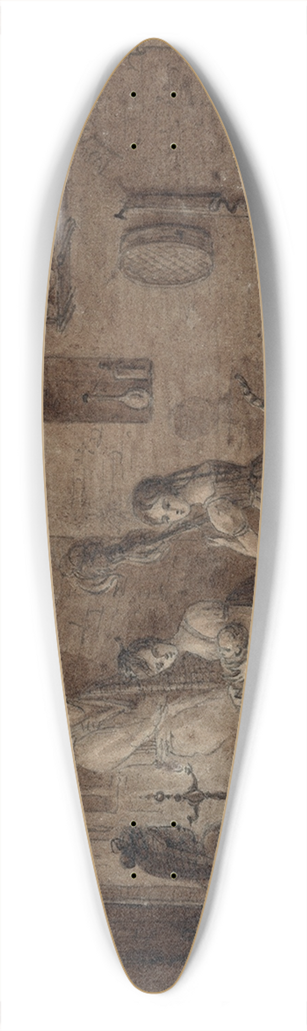 Otto Howen - Familie in boereninterieur 39.3 inch art pintail longboard deck