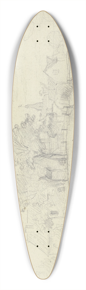 Otto Scholderer - Hirte mit Herde am Dorfeingang 39.3 inch art pintail longboard deck