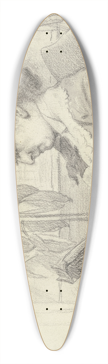 Otto Scholderer - Luise Scholderer lesend mit Katze 39.3 inch art pintail longboard deck