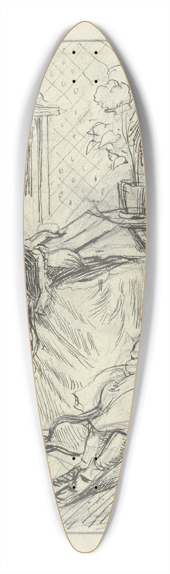 Otto Scholderer - Vorlesende Frau mit Kind 39.3 inch art pintail longboard deck