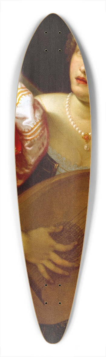 Parrasio Micheli - Young Woman Playing a Lute 39.3 inch art pintail longboard deck