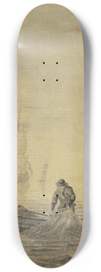 Cornelis de Grient - Fishermen Pulling in Net on a Boat 8.25 inch art skate deck