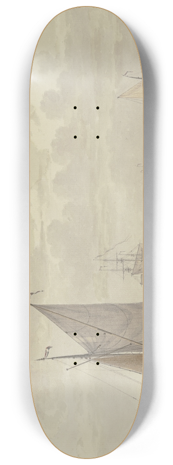 Cornelis de Grient - Vor Anker liegende Segelschiffe 8.25 inch art skate deck