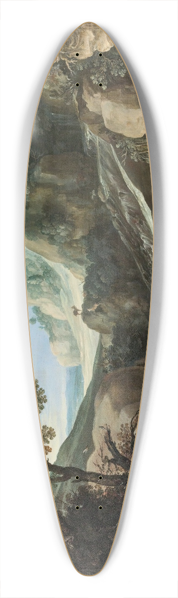 Paul Bril - Mountainous Landscape With Wildlife Around A Cascade 39.3 inch art pintail longboard deck