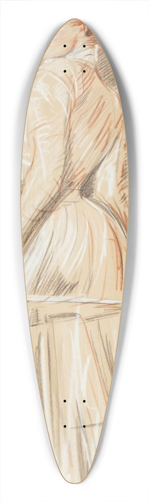 Paul Csar Helleu - Elgante  la canne 39.3 inch art pintail longboard deck