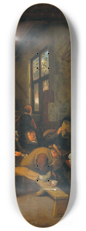 Cornelis Dusart - A Tavern Interior With Drinking Peasants 8.25 inch art skate deck