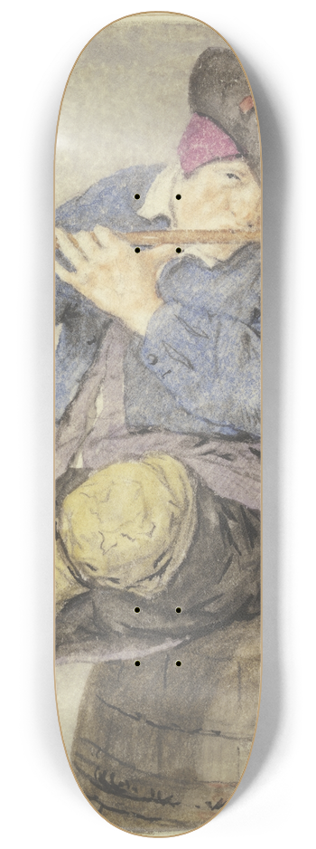 Cornelis Dusart - Fltenspieler auf einem Fass sitzend 8.25 inch art skate deck