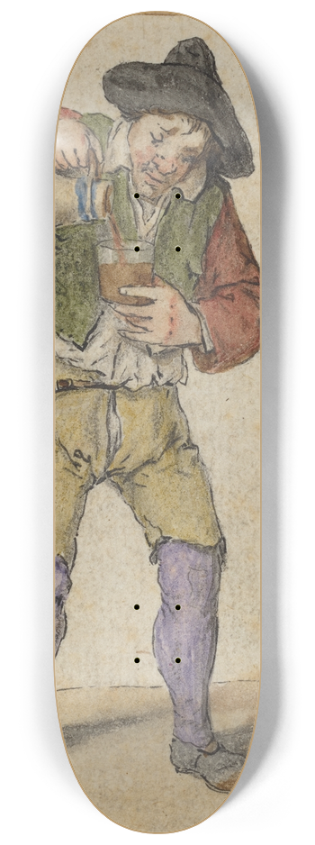 Cornelis Dusart - Peasant Filling A Glass 8.25 inch art skate deck