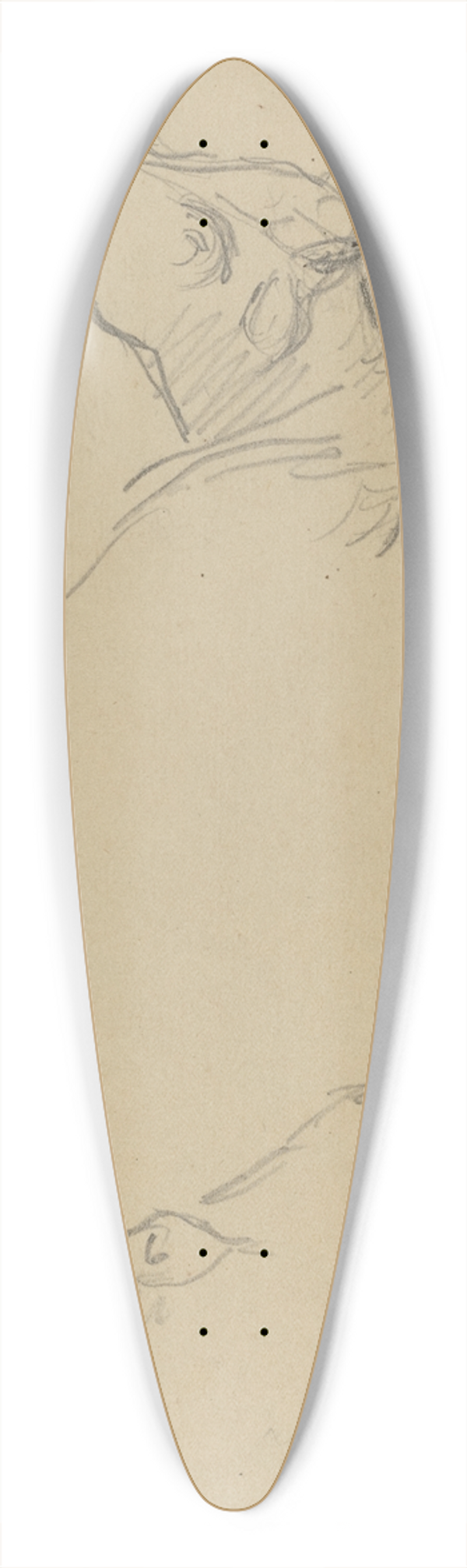 Paul Gauguin - Two Cows Heads (verso) 39.3 inch art pintail longboard deck
