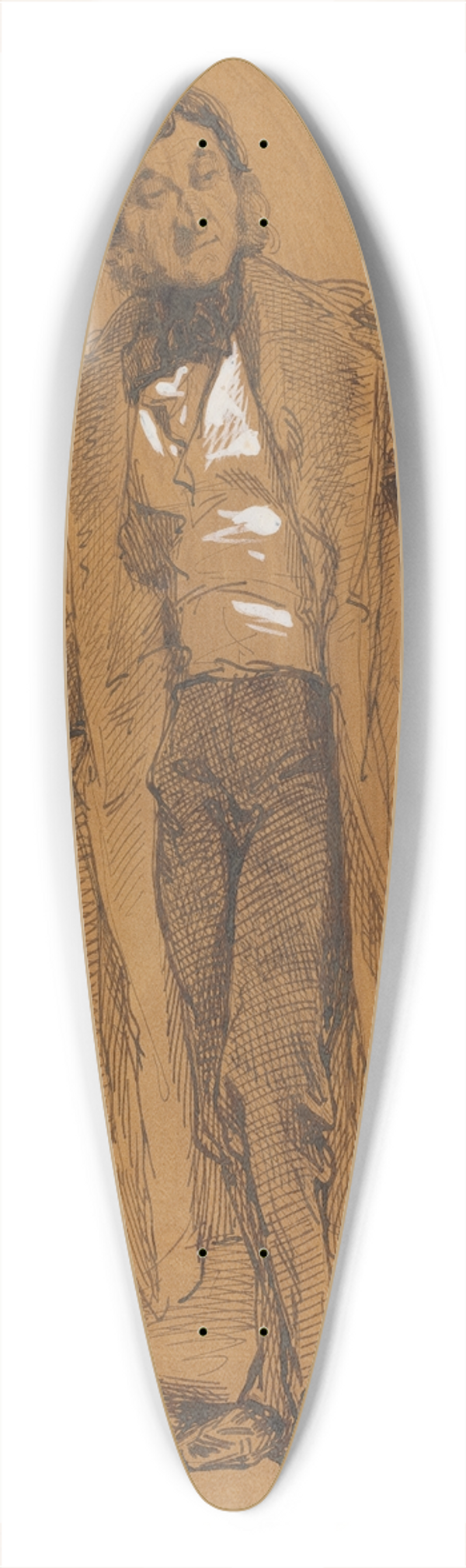 Paul Gavarni - Standing Man 39.3 inch art pintail longboard deck
