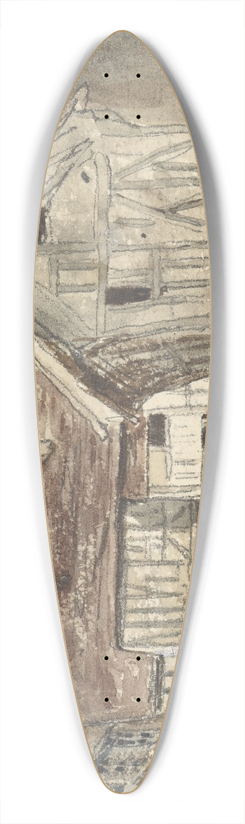 Paul Huet - Gezicht te Honfleur 39.3 inch art pintail longboard deck