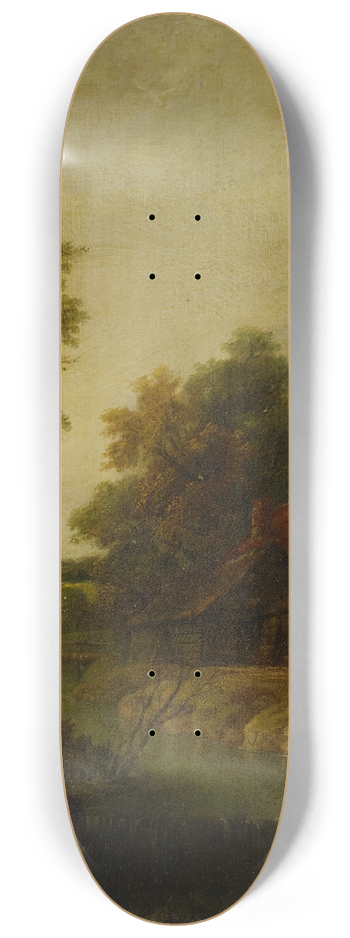 Cornelis Gerritsz Decker - Farms by a River with Rapids 8.25 inch art skate deck
