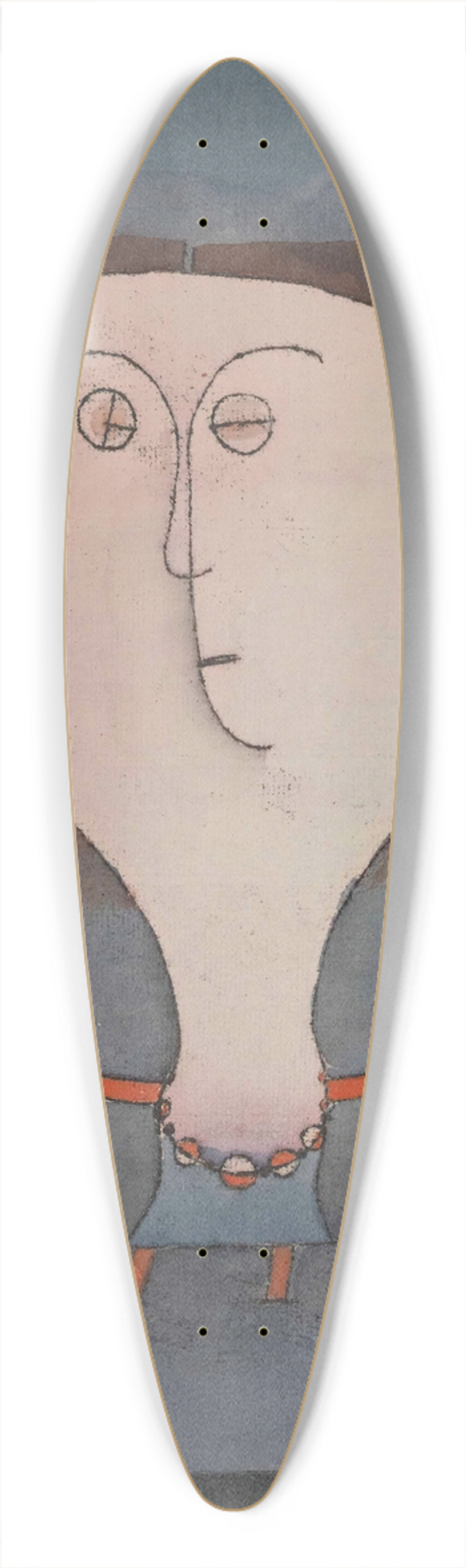 Paul Klee - Fright of a Girl 39.3 inch art pintail longboard deck