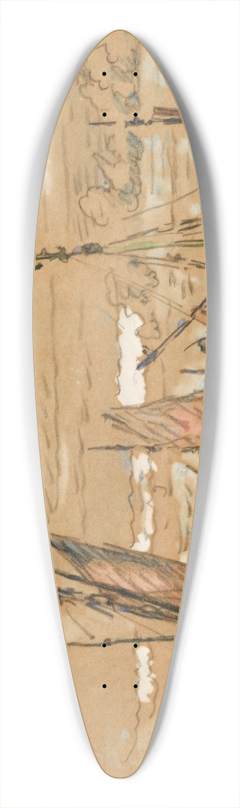 Paul Signac - Bateaux  Honfleur 39.3 inch art pintail longboard deck